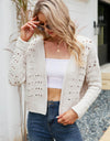 Open Front Cuffed Cropped Cardigan