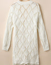 Openwork Open Front Dropped Shoulder Cardigan