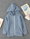 Girls Zip-Up Drawstring Hooded Jacket with Pockets