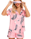 Printed Button Up Short Sleeve Top and Shorts Lounge Set