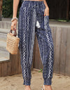 Geometric Print Tassel High-Rise Pants