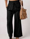 Drawstring Smocked Waist Wide Leg Pants