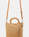 Fame Crochet Knit Convertible Tote Bag with Tassel