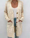 Cable-Knit Button Down Cardigan with Pockets