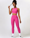 Cutout Cropped Sport Tank and Leggings Set