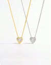 925 Sterling Silver Inlaid Zircon Heart Pendant Necklace