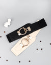 PU Elastic Wide Belt with Alloy Buckle