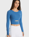 Cutout Long Sleeve Cropped Sports Top