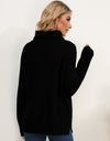 Slit Turtleneck Dropped Shoulder Sweater