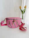 PU Leather Multi Zipper Shoulder Bag