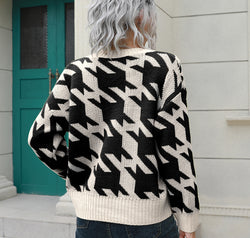 Houndstooth Button Down Cardigan