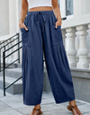 Drawstring Pocketed Wide Leg Pant