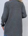 Open Front Rib-Knit Cardigan with Pockets