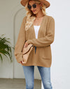 Open Front Raglan Sleeve Pocketed Cardigan