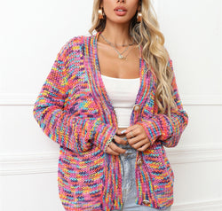 Button Up Dropped Shoulder Cardigan