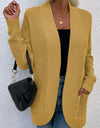 Open Front Rib-Knit Cardigan with Pockets