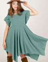 Round Neck Petal Sleeve Dress