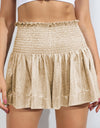 Glitter Smocked High-Waist Shorts