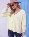 Fuzzy Long Sleeve Button Down Cardigan