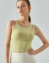 Ribbed Round Neck Sports Tank Top