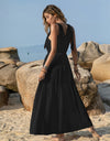 V-Neck Tie Shoulder Crochet Maxi Dress