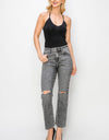 RISEN High Waist Distressed Straight Jeans