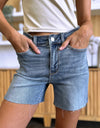 Judy Blue Full Size High Waist Raw Hem Denim Shorts