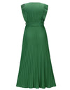 Tied Surplice Cap Sleeve Pleated Dress