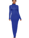 Mock Neck Long Sleeve Maxi Slim Dress