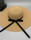 Bow Paper Braided Wide Brim Hat