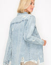 RISEN Button Up Distressed Denim Shirt