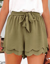 Tied Layered Scalloped Hem Shorts