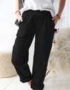 Paperbag Waist Pull-On Pants with Pockets