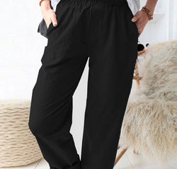Paperbag Waist Pull-On Pants with Pockets