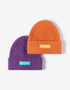 NEWYORK Patch Rib-Knit Cuffed Beanie