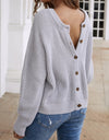 Button Down Rib-Knit Reversible Cardigan