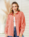 Distressed Raw Hem Denim Jacket
