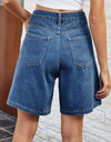 High Waist Denim Shorts with Pockets