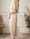 V-Neck Tie Waist Wide Leg Jumpsuit