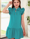 Tie Neck Flutter Sleeve Dress