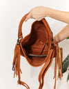 SHOMICO PU Leather Fringe Detail Shoulder Bag