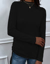 Shiny Mock Neck Long Sleeve Knit Top