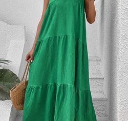 Tie-Shoulder Tiered Maxi Dress