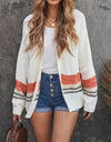 Woven Right Color Block Open Front Drop Shoulder Cardigan