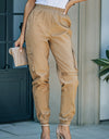 Elastic Waist Ankle-Length Cargo Joggers