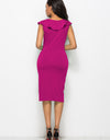 Ruched Ruffled Cap Sleeve Dress