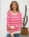 Angel Wings Striped Drop Shoulder Knit Top