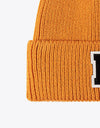 Letter Patch Cuffed Knit Beanie