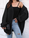 Open Front Dropped Shoulder Longline Cardigan