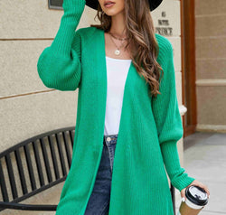 Open Front Lantern Sleeve Cardigan